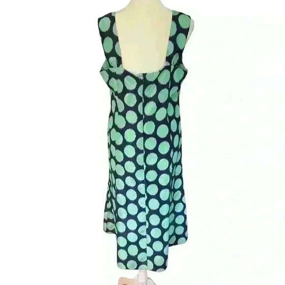 Dana Kay Midi Dress Size 10 Navy w Green Polka Dot Party Brunch Shower Cocktail - Picture 2 of 8